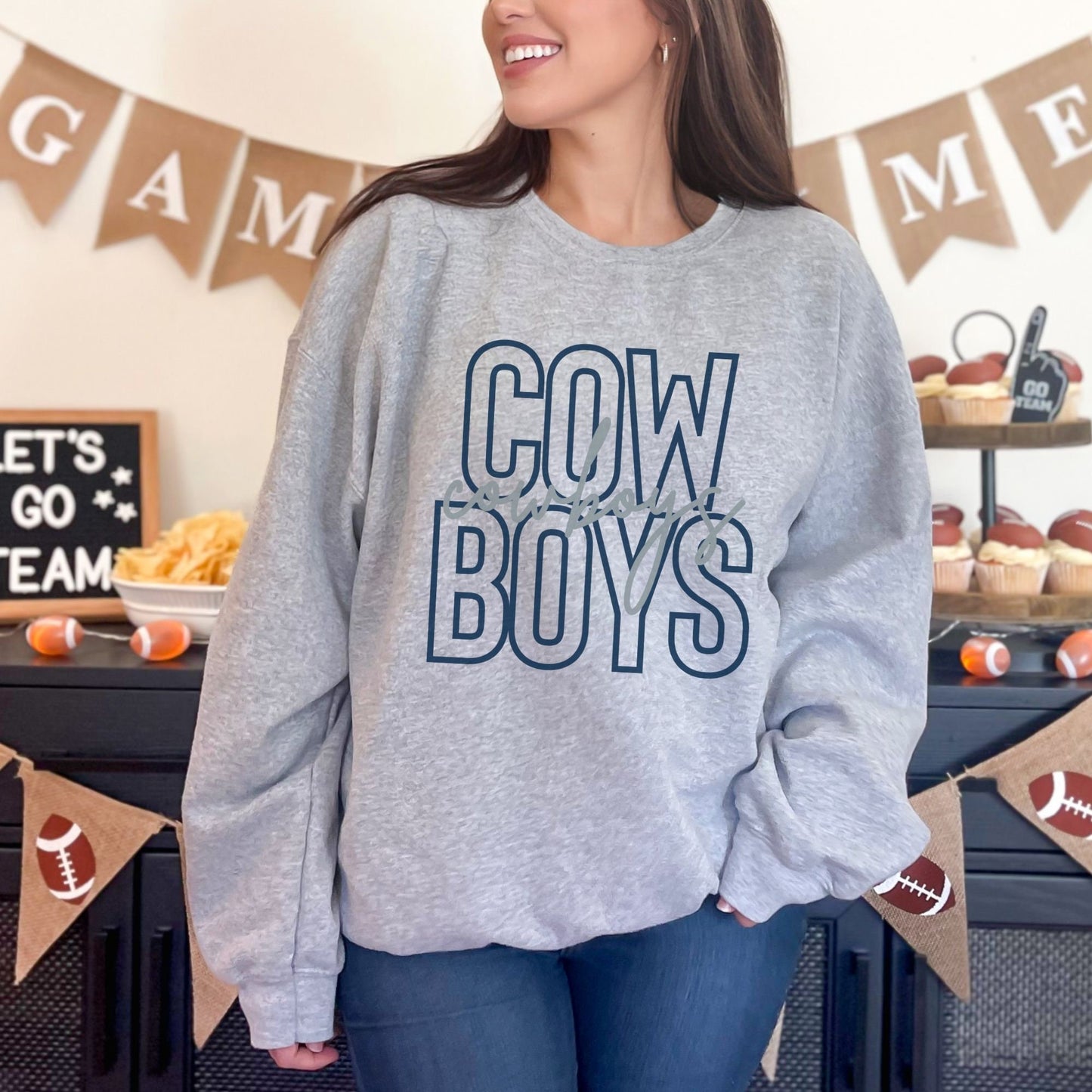 Trendy Cowboys Football Game Day Sweatshirt for Tailgating, Cowboys Crewneck, Cowboys Football Sweatshirt, Gift For Cowboys Fan