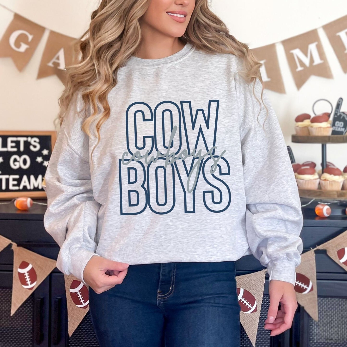 Trendy Cowboys Football Game Day Sweatshirt for Tailgating, Cowboys Crewneck, Cowboys Football Sweatshirt, Gift For Cowboys Fan