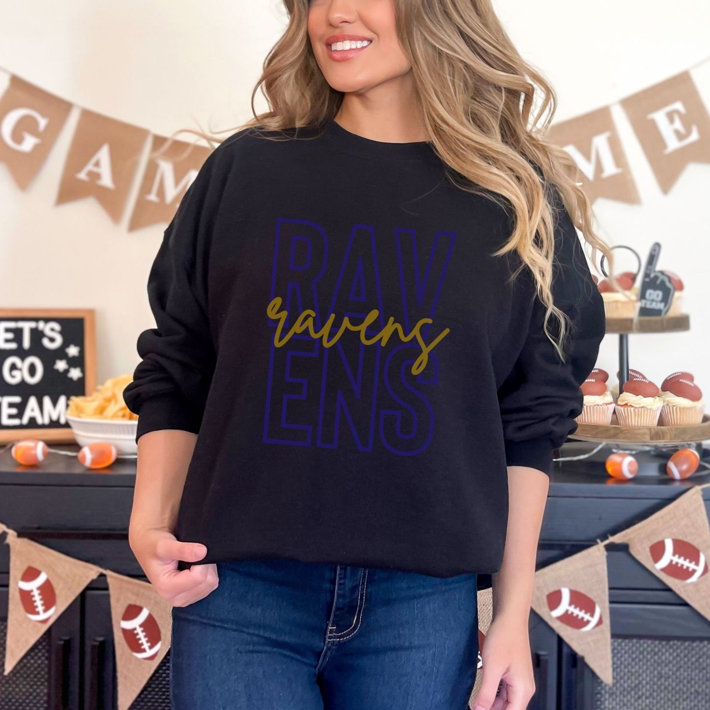 Trendy Ravens Football Game Day Sweatshirt for Tailgating, Ravens Crewneck, Ravens Football Sweatshirt, Gift For Ravens Fan