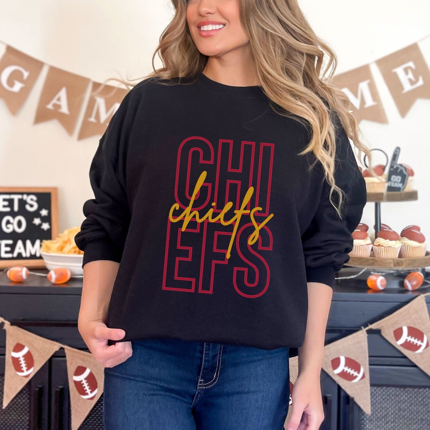 Trendy Chiefs Football Game Day Sweatshirt for Tailgating, Chiefs Crewneck, Chiefs Football Sweatshirt, Gift For Chiefs Fan