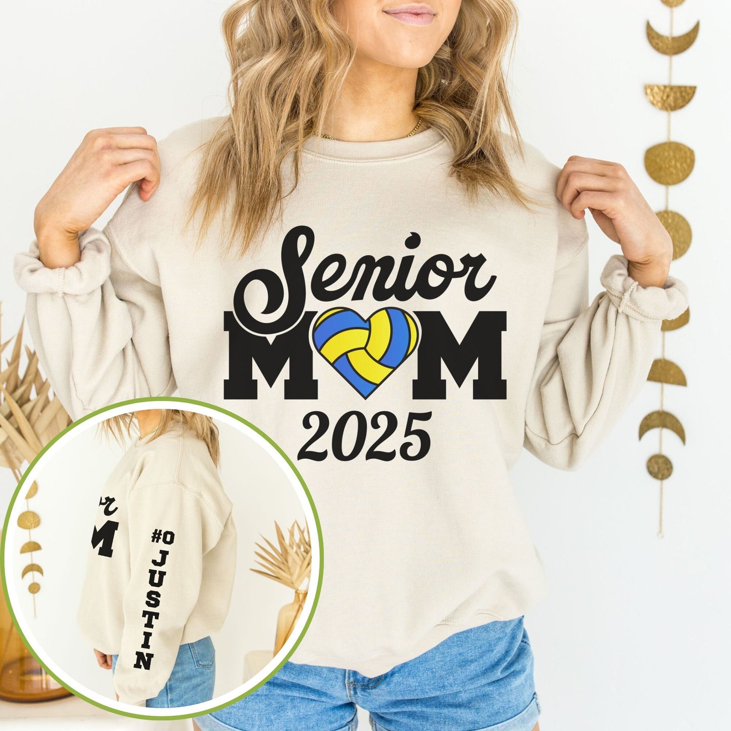 Custom Sleeve 2025 Senior Night Mom Water Polo Sweatshirt