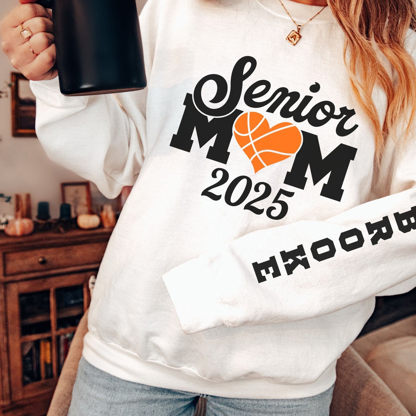 Custom 2025 Senior Night Mom Basketball Sweatshirt