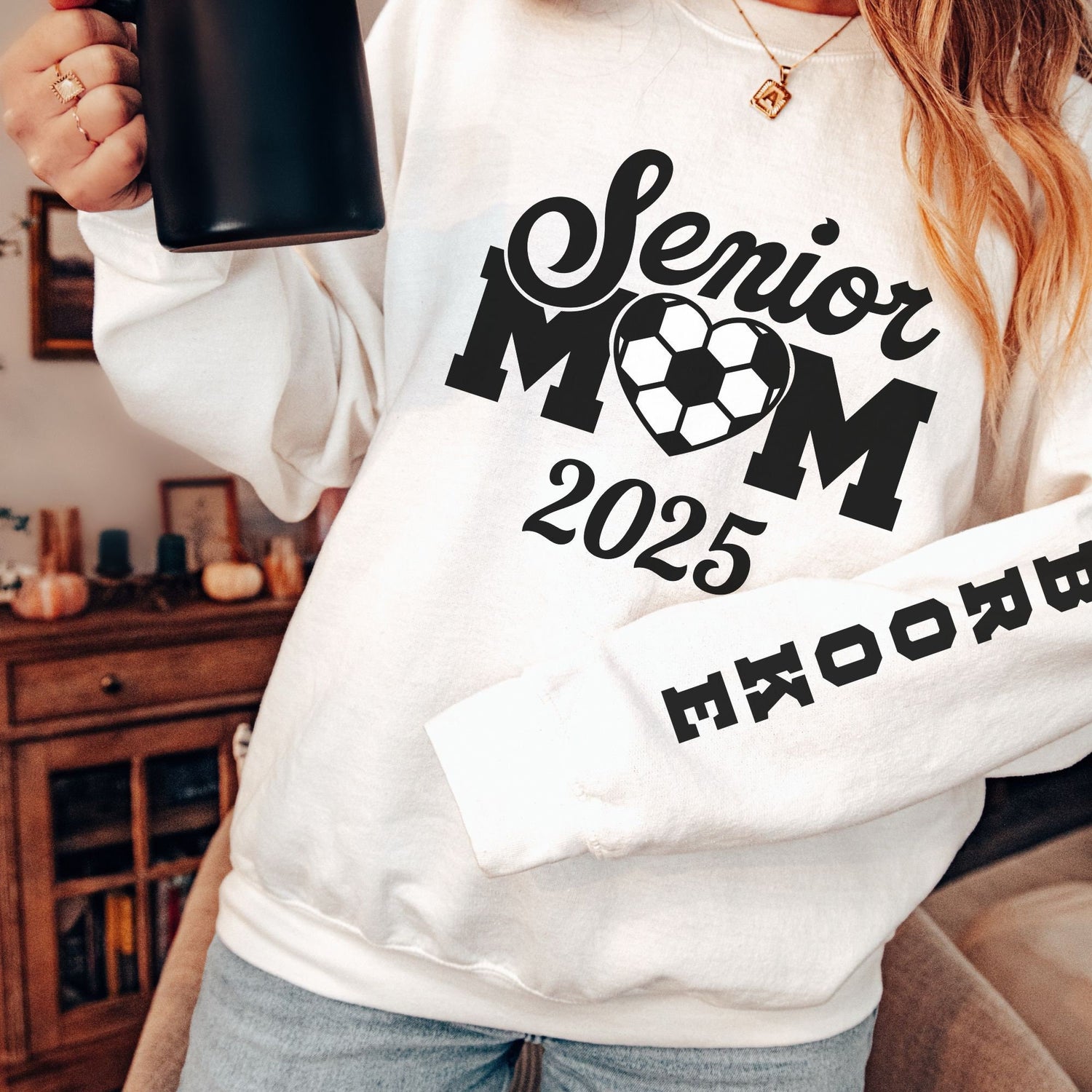 Custom sleeve print Senior mom 2025 Sweatshirt