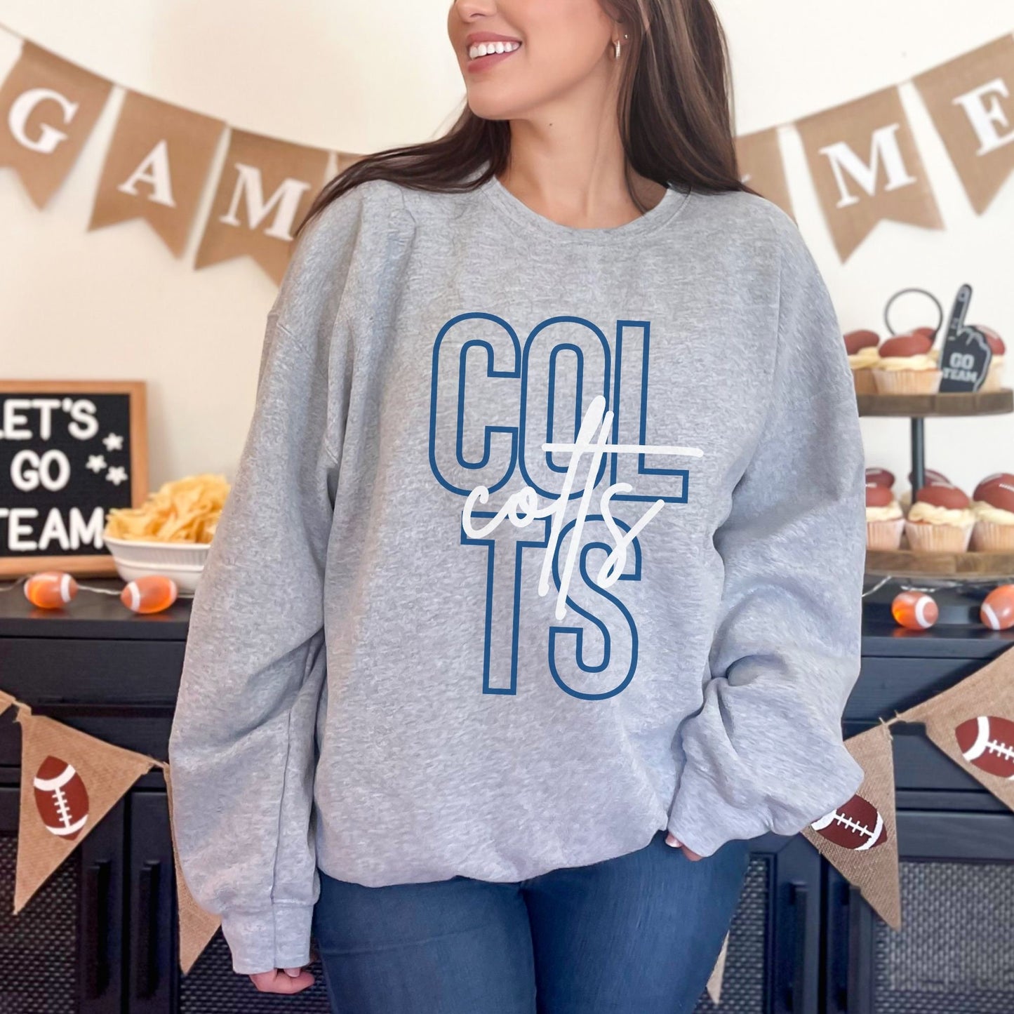 Trendy Colts Football Game Day Sweatshirt for Tailgating, Colts Crewneck, Colts Football Sweatshirt, Gift For Colts Fan