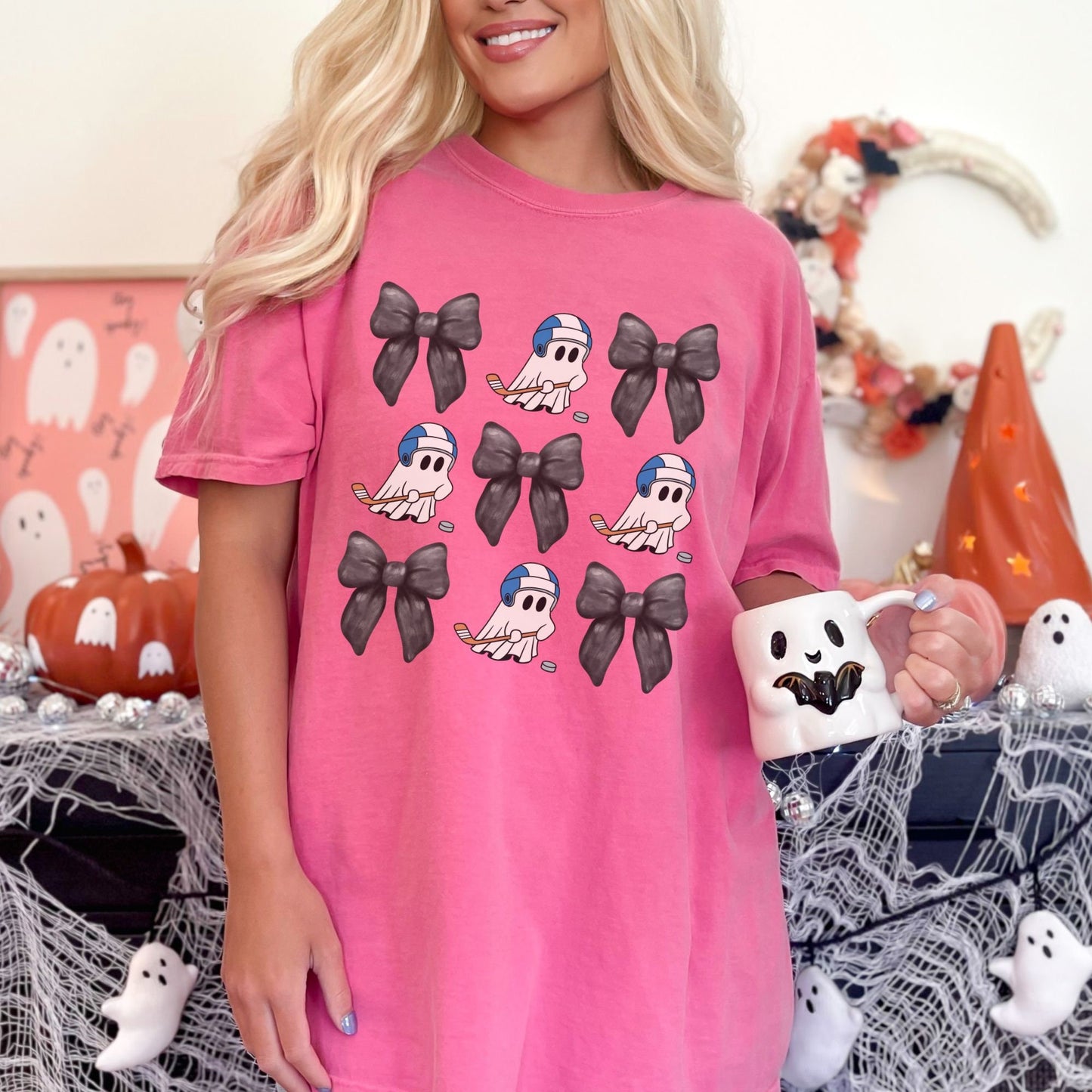 Halloween Hockey Mom Bow Shirt