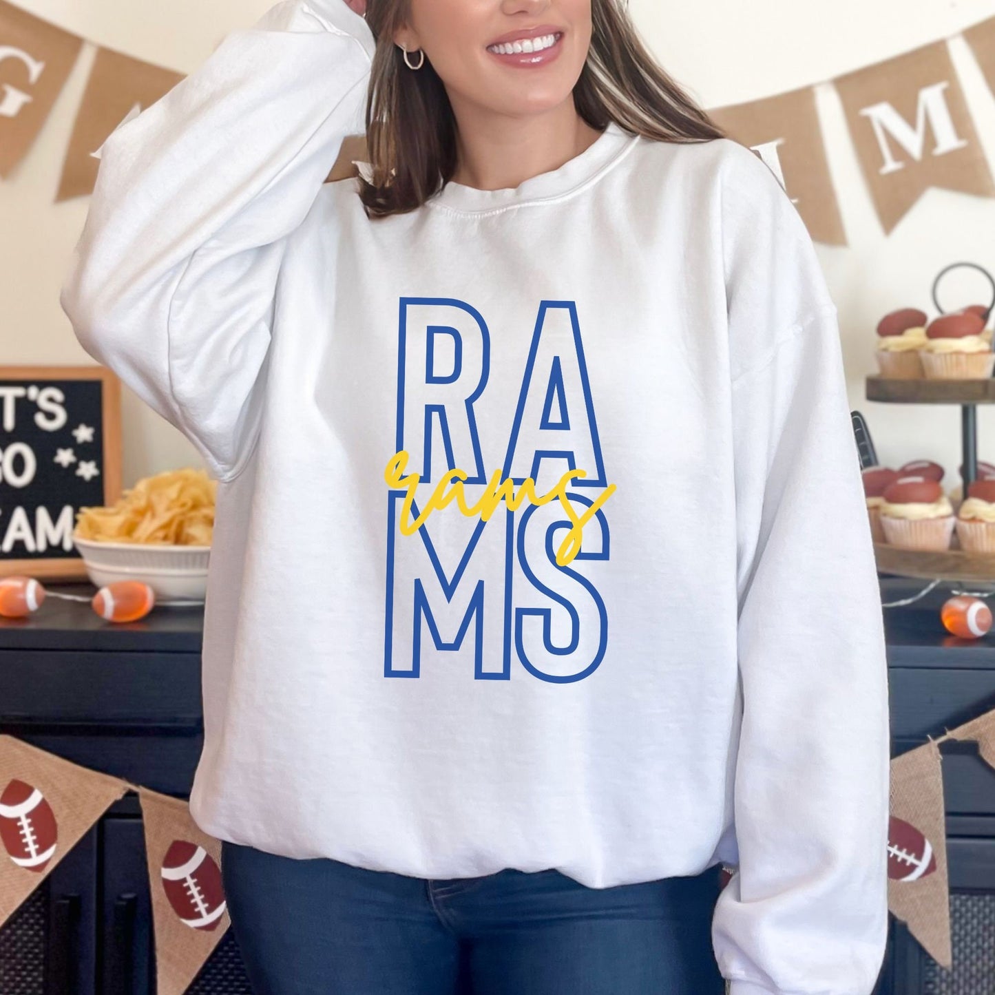 Trendy Rams Football Game Day Sweatshirt for Tailgating, Rams Crewneck, Rams Football Sweatshirt, Gift For Rams Fan