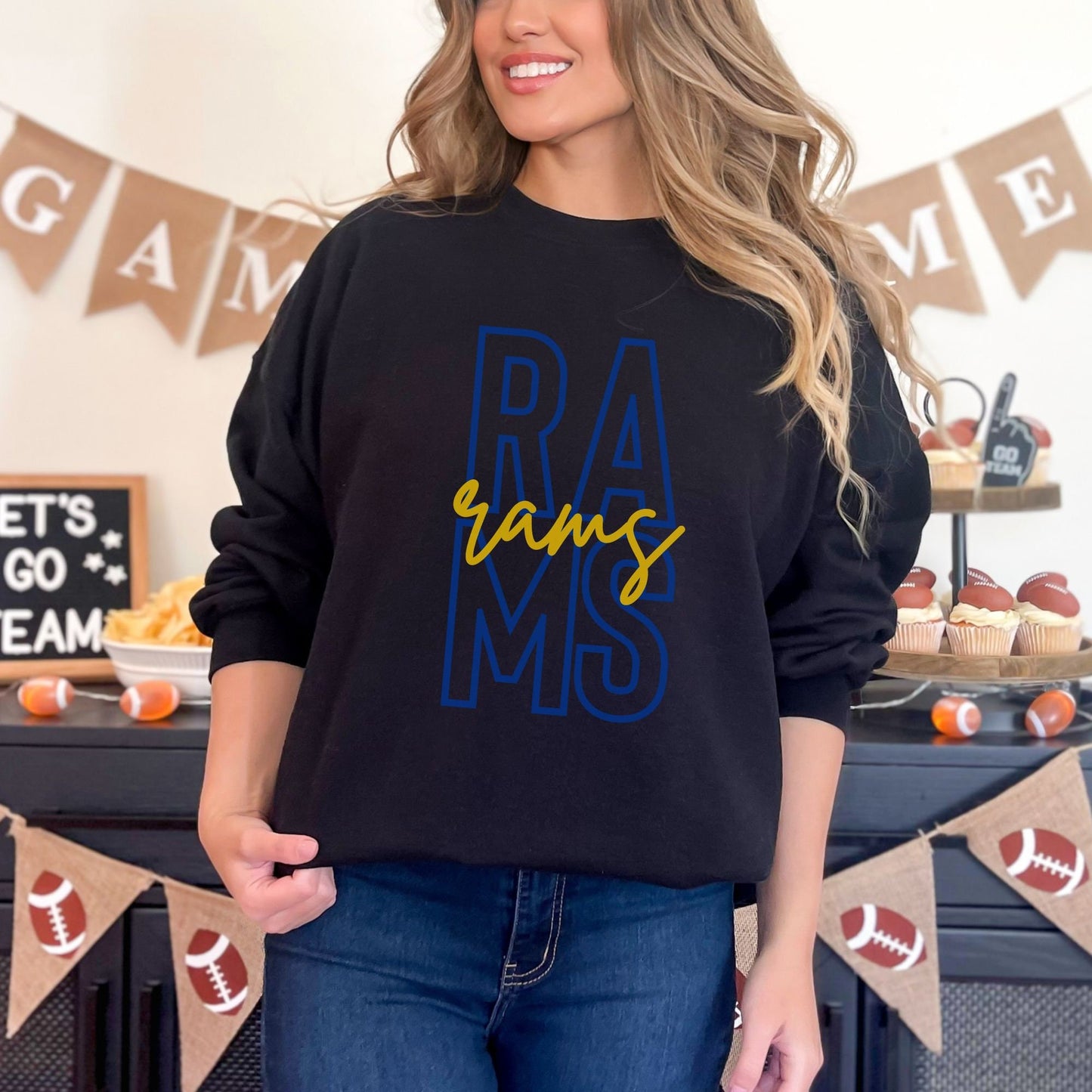 Trendy Rams Football Game Day Sweatshirt for Tailgating, Rams Crewneck, Rams Football Sweatshirt, Gift For Rams Fan