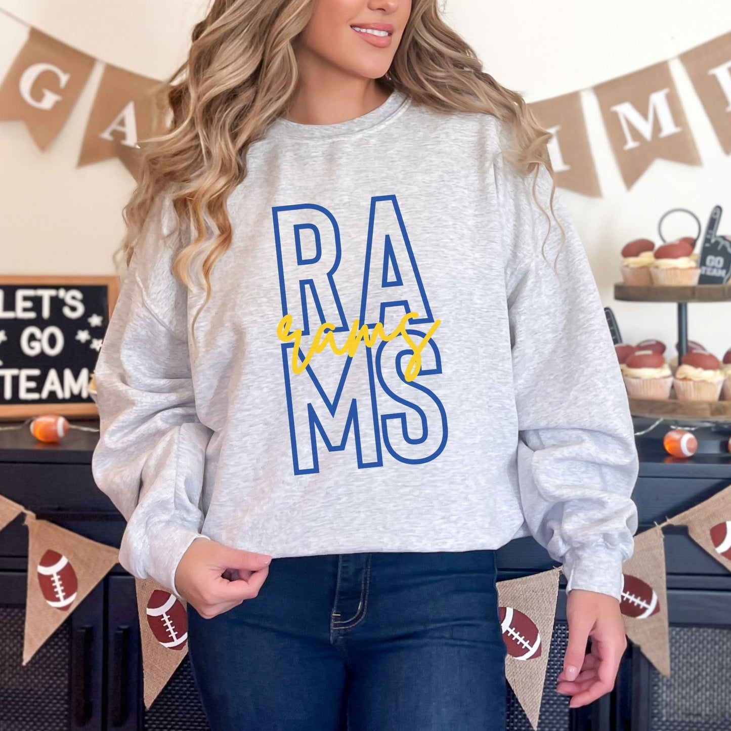 Trendy Rams Football Game Day Sweatshirt for Tailgating, Rams Crewneck, Rams Football Sweatshirt, Gift For Rams Fan