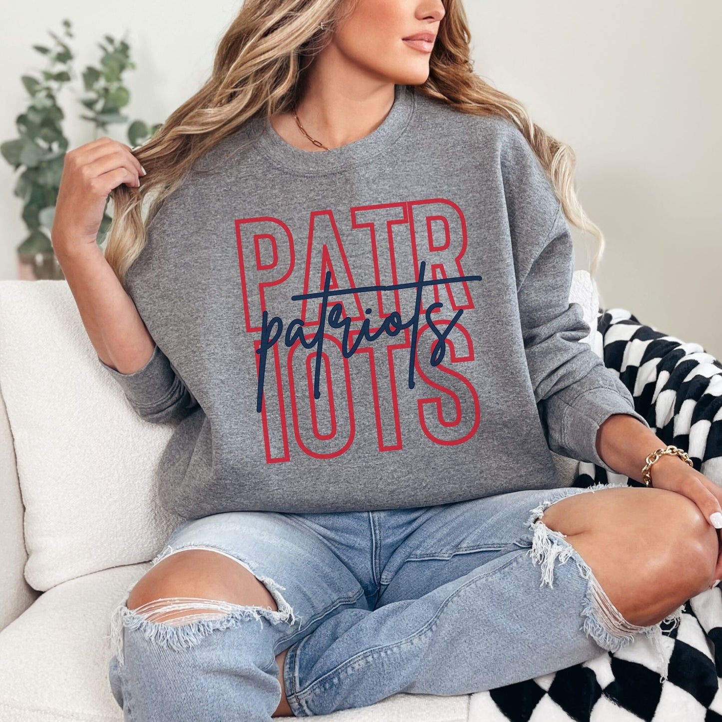 Trendy Patriots Football Game Day Sweatshirt for Tailgating, Patriots Crewneck, Patriots Football Sweatshirt, Gift For Patriots Fan