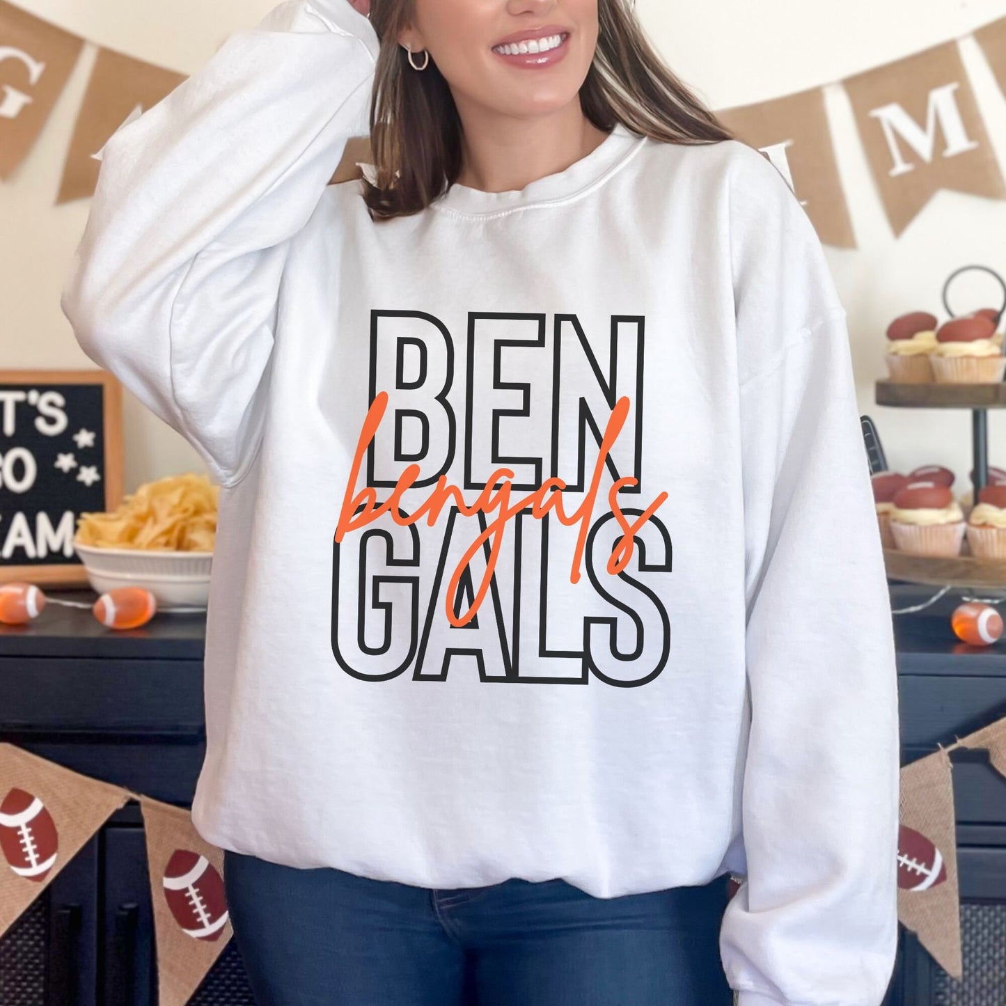 Trendy Bengals Football Game Day Sweatshirt for Tailgating, Bengals Crewneck, Bengals Football Sweatshirt, Gift For Bengals  Fan