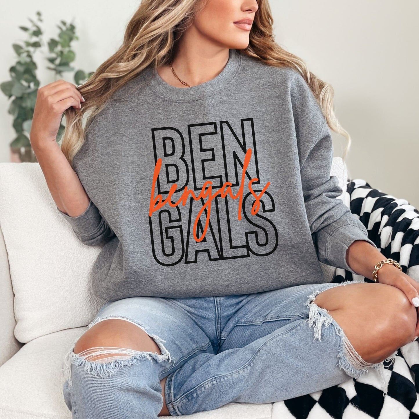 Trendy Bengals Football Game Day Sweatshirt for Tailgating, Bengals Crewneck, Bengals Football Sweatshirt, Gift For Bengals  Fan