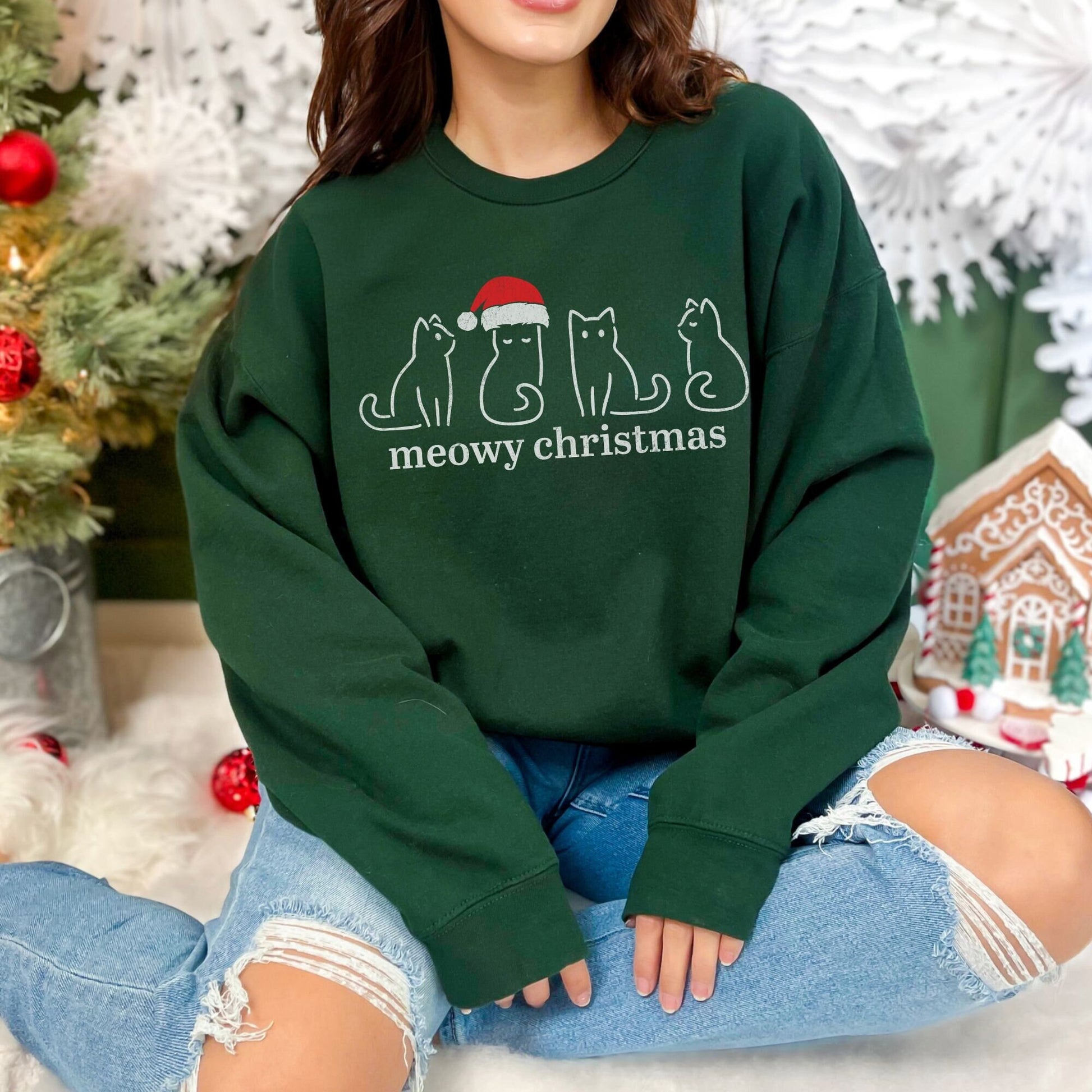 Meowy Christmas Cat Sweatshirt