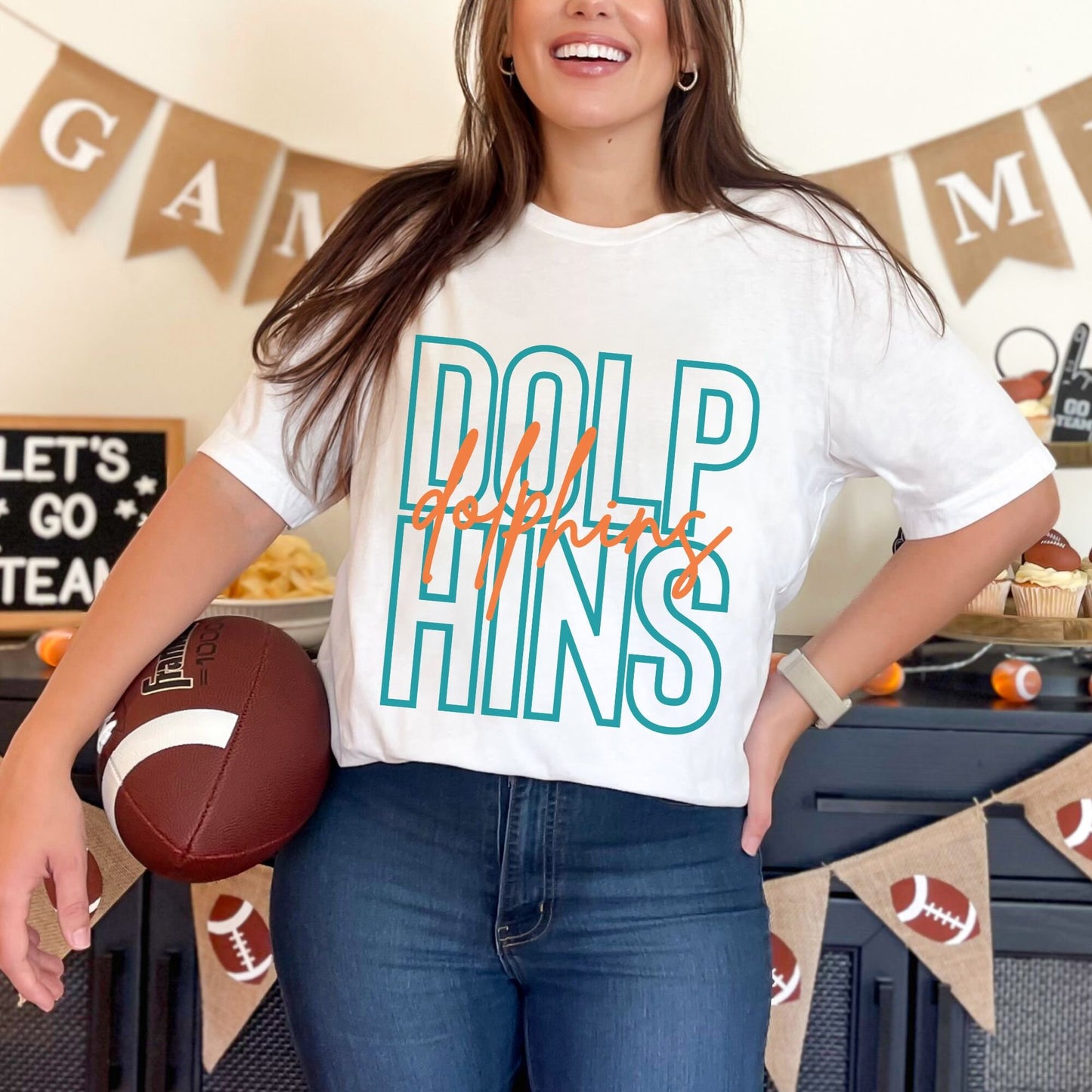 Trendy Dolphins Football Game Day Shirt for Tailgating, Dolphins T-shirt, Dolphins  Football Tee, Gift For Dolphins  Fan