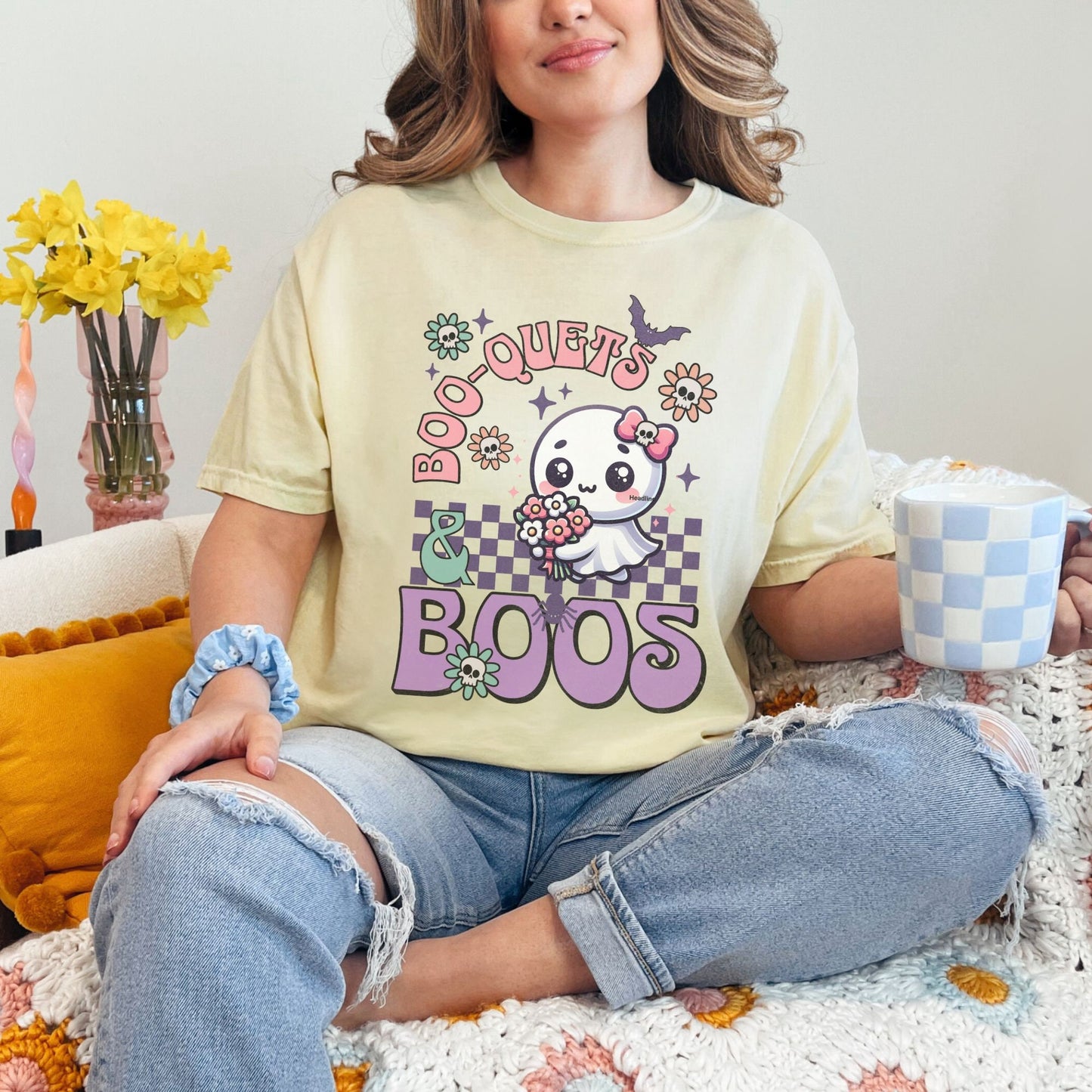 Retro Cute Halloween Ghost Comfort Colors Shirt