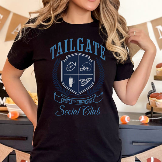 Tailgate Carolina blue and navy football social club shirt