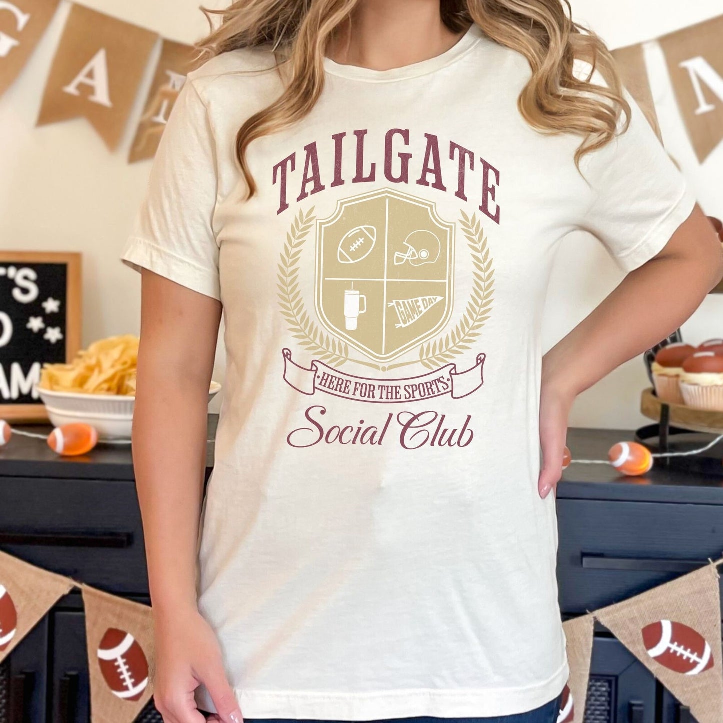 Tailgate garnet and gold football social club shirt