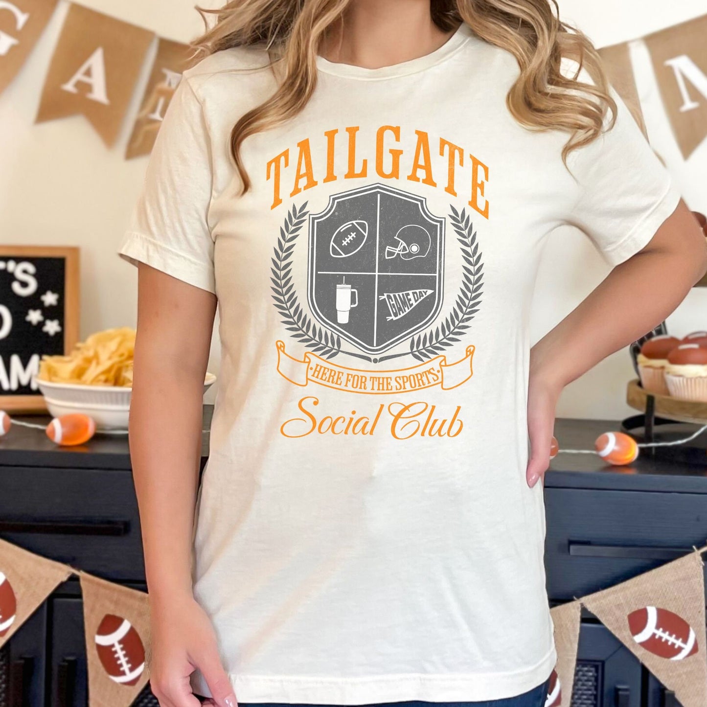 Orange and Grey Football Varsity Style Tailgate Shirt