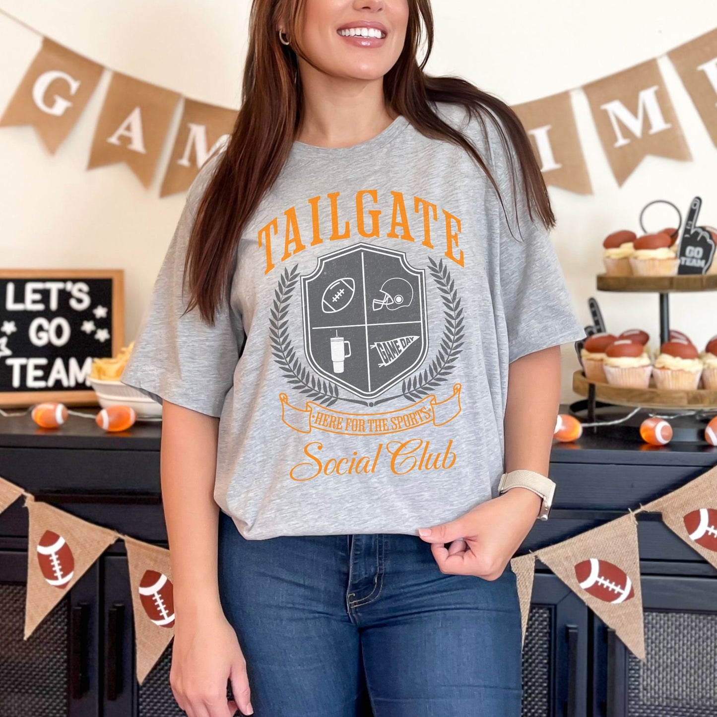 Orange and Grey Football Varsity Style Tailgate Shirt