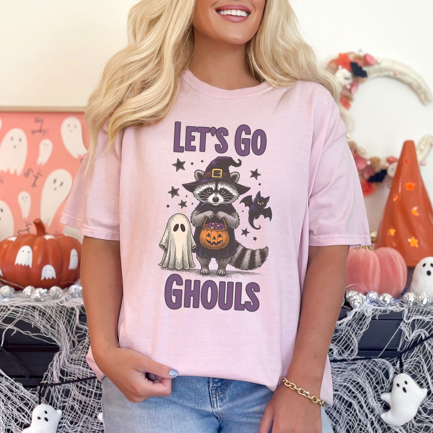 Let's Go Ghouls Raccoon Halloween Comfort Colors Shirt