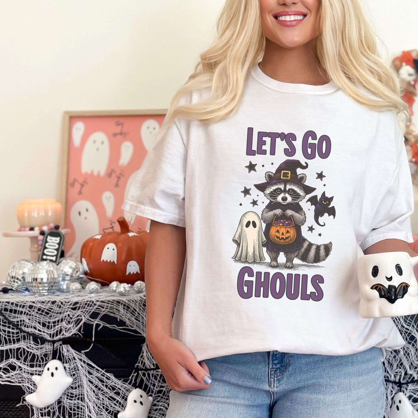 Let's Go Ghouls Raccoon Halloween Comfort Colors Shirt