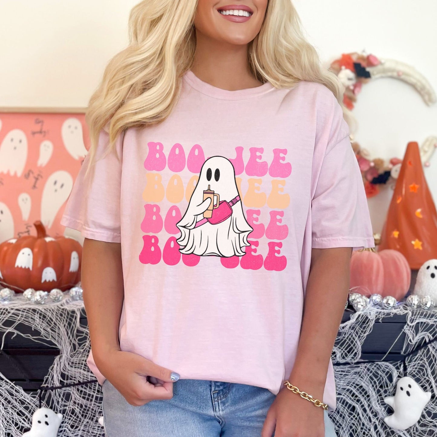 Boojee Halloween Ghost Tumbler Comfort Colors Shirt