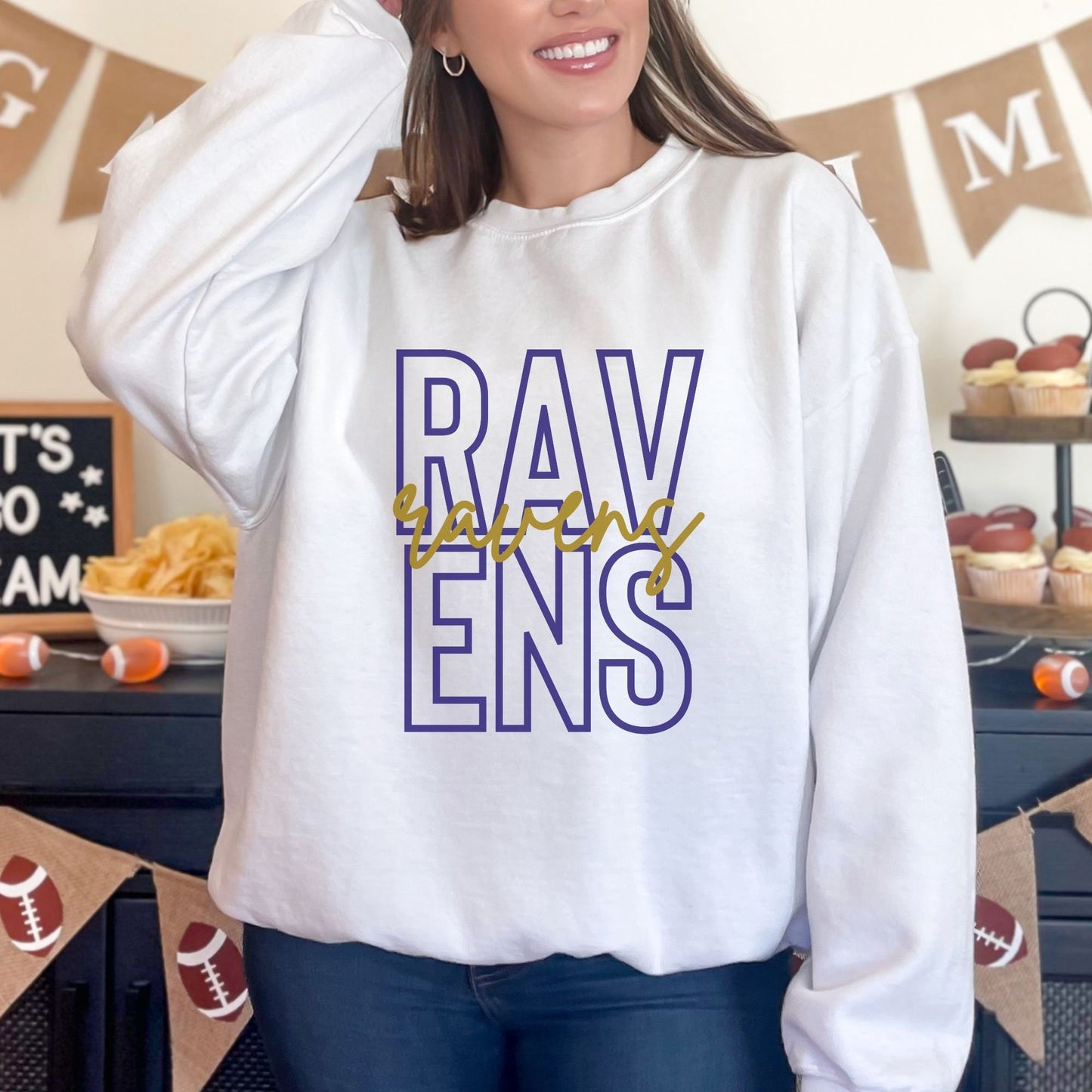 Trendy Ravens Football Game Day Sweatshirt for Tailgating, Ravens Crewneck, Ravens Football Sweatshirt, Gift For Ravens Fan