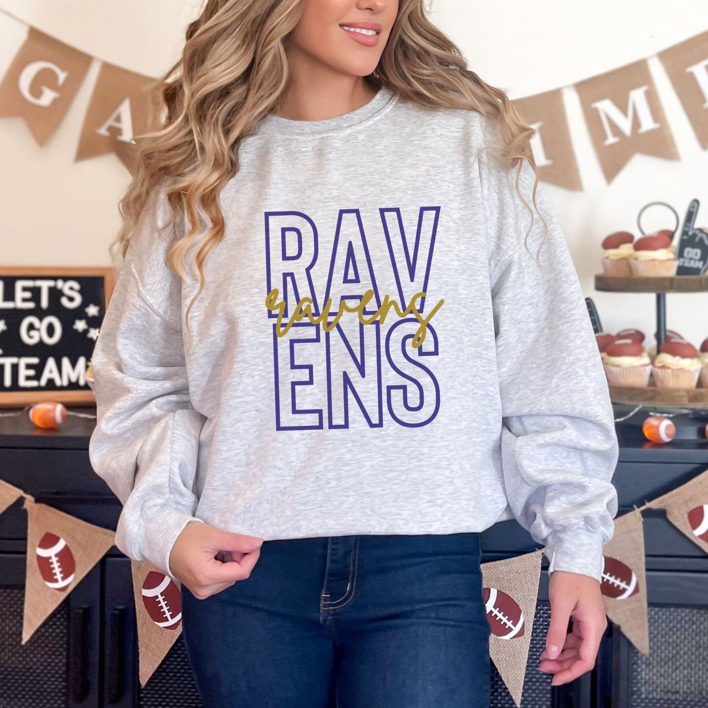 Trendy Ravens Football Game Day Sweatshirt for Tailgating, Ravens Crewneck, Ravens Football Sweatshirt, Gift For Ravens Fan