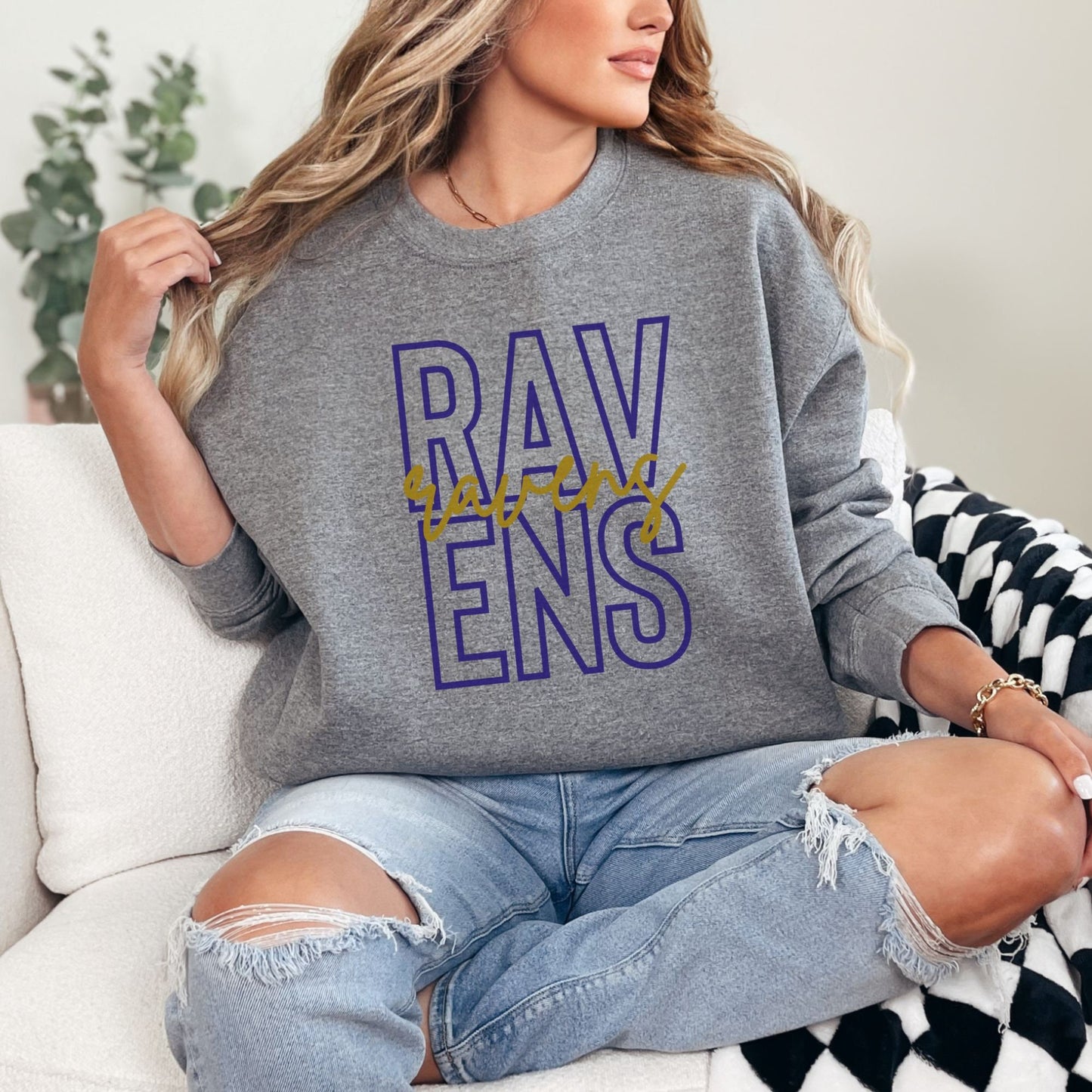 Trendy Ravens Football Game Day Sweatshirt for Tailgating, Ravens Crewneck, Ravens Football Sweatshirt, Gift For Ravens Fan