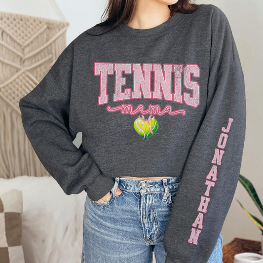 coquette tennis mama custom sleeve print sweatshirt