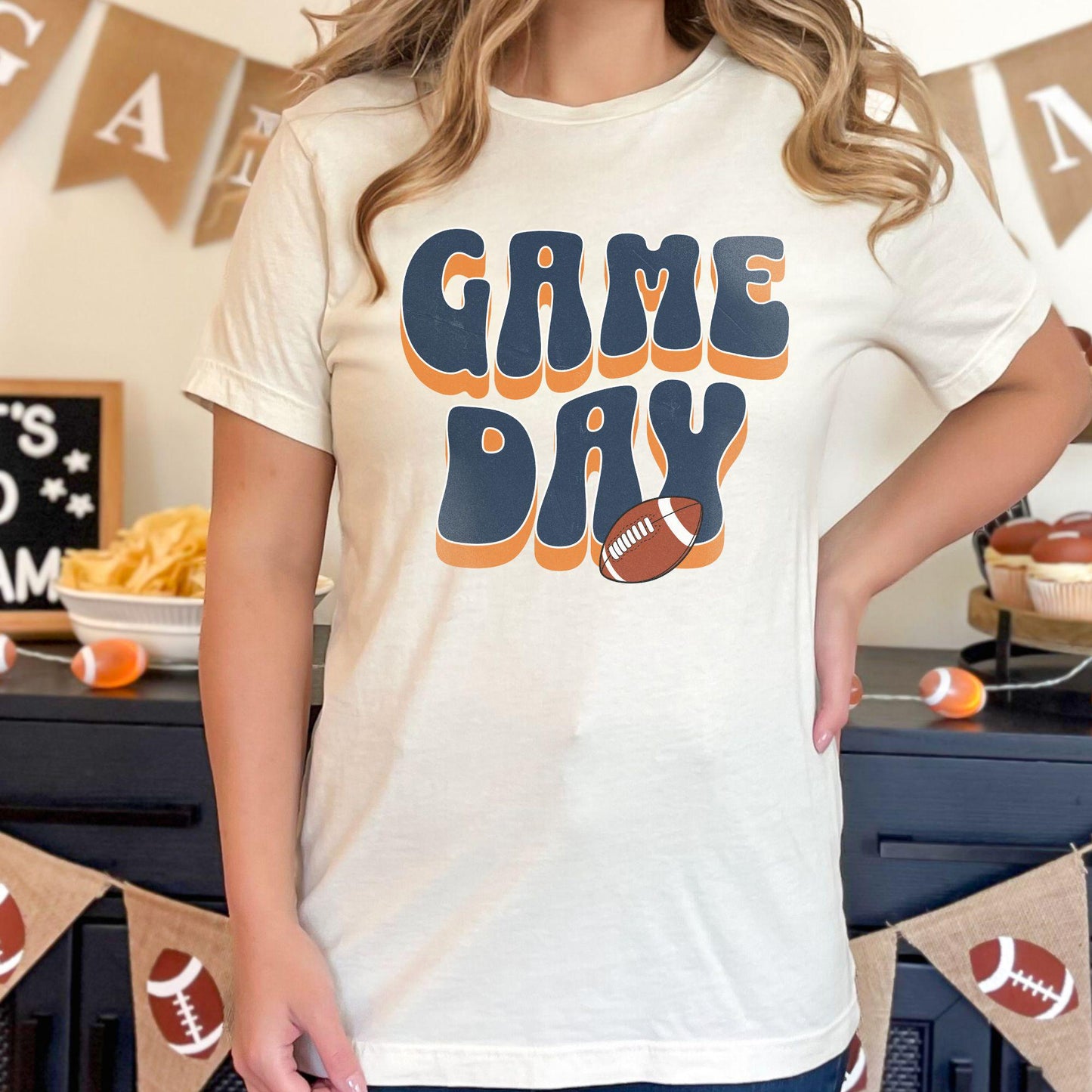 Game Day Football Shirt - Blue and Orange  Womens Tee