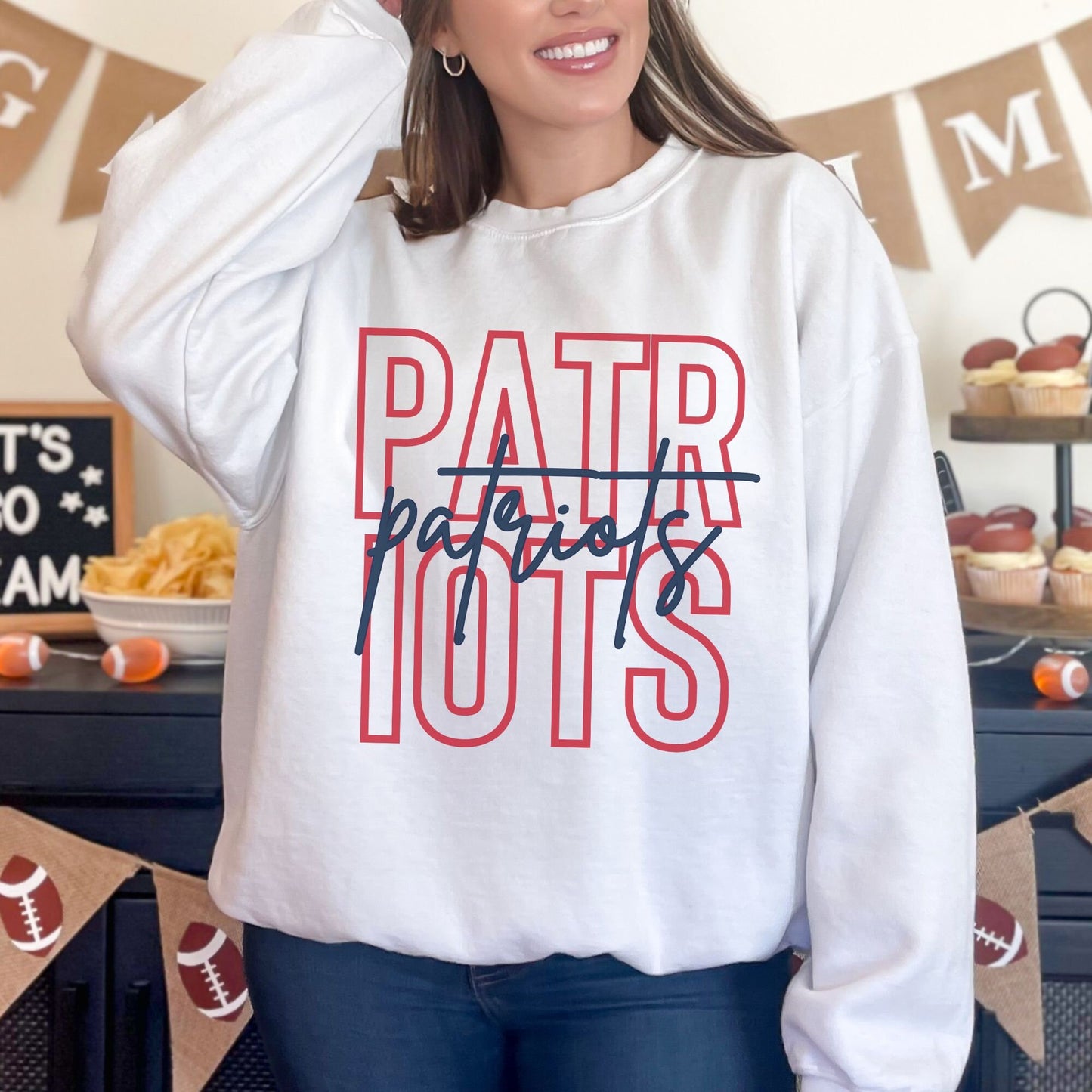 Trendy Patriots Football Game Day Sweatshirt for Tailgating, Patriots Crewneck, Patriots Football Sweatshirt, Gift For Patriots Fan