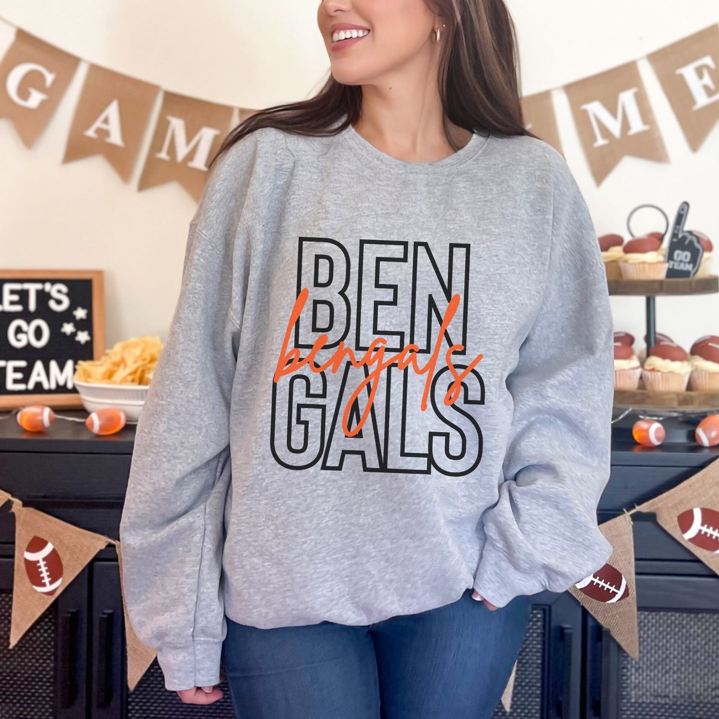 Trendy Bengals Football Game Day Sweatshirt for Tailgating, Bengals Crewneck, Bengals Football Sweatshirt, Gift For Bengals  Fan