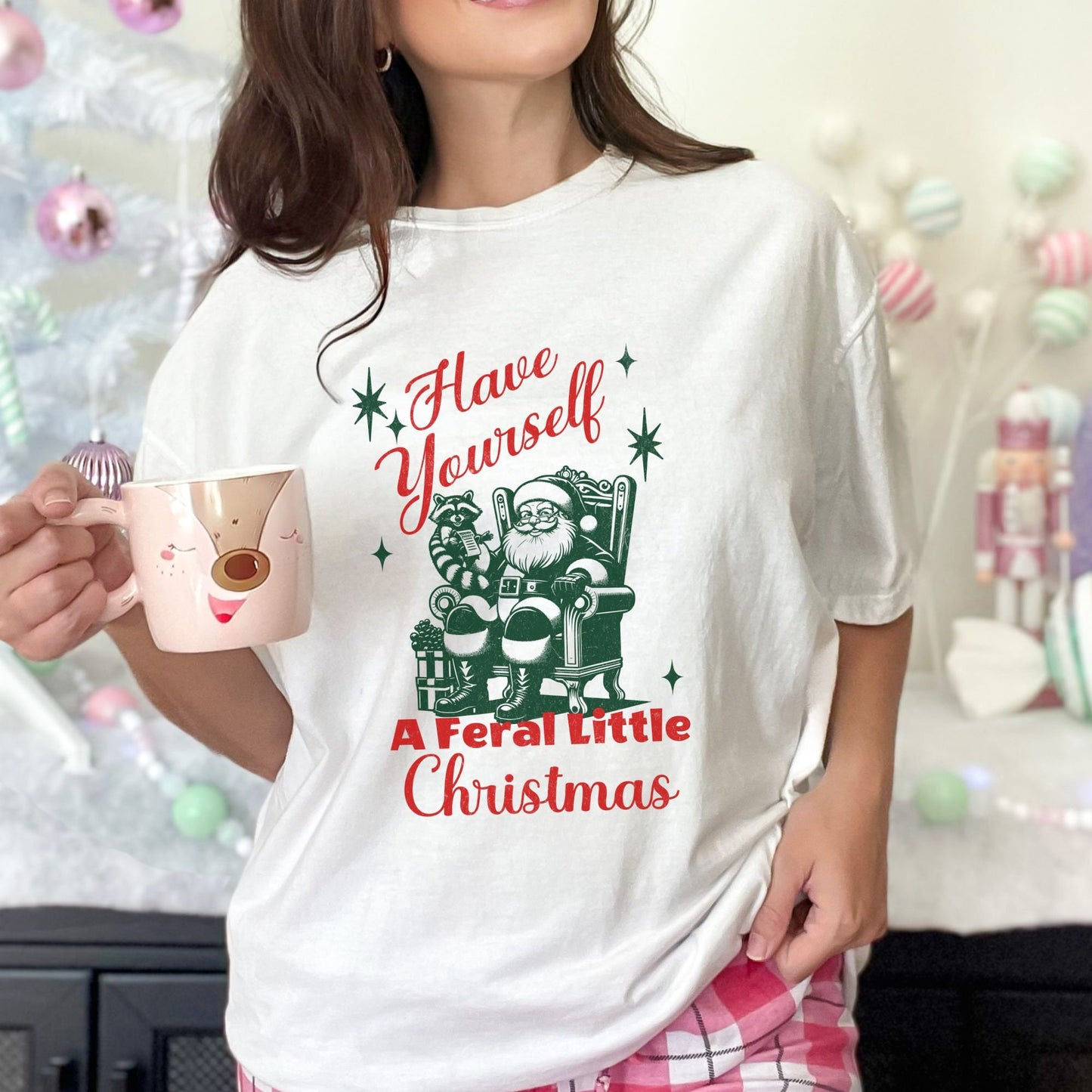 Have Yourself A Feral Little Christmas Raccoon Comfort Colors Shirt