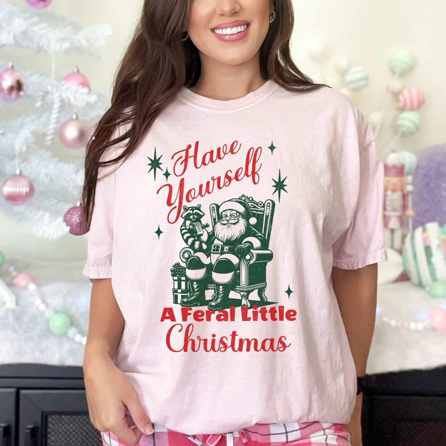 Have Yourself A Feral Little Christmas Raccoon Comfort Colors Shirt