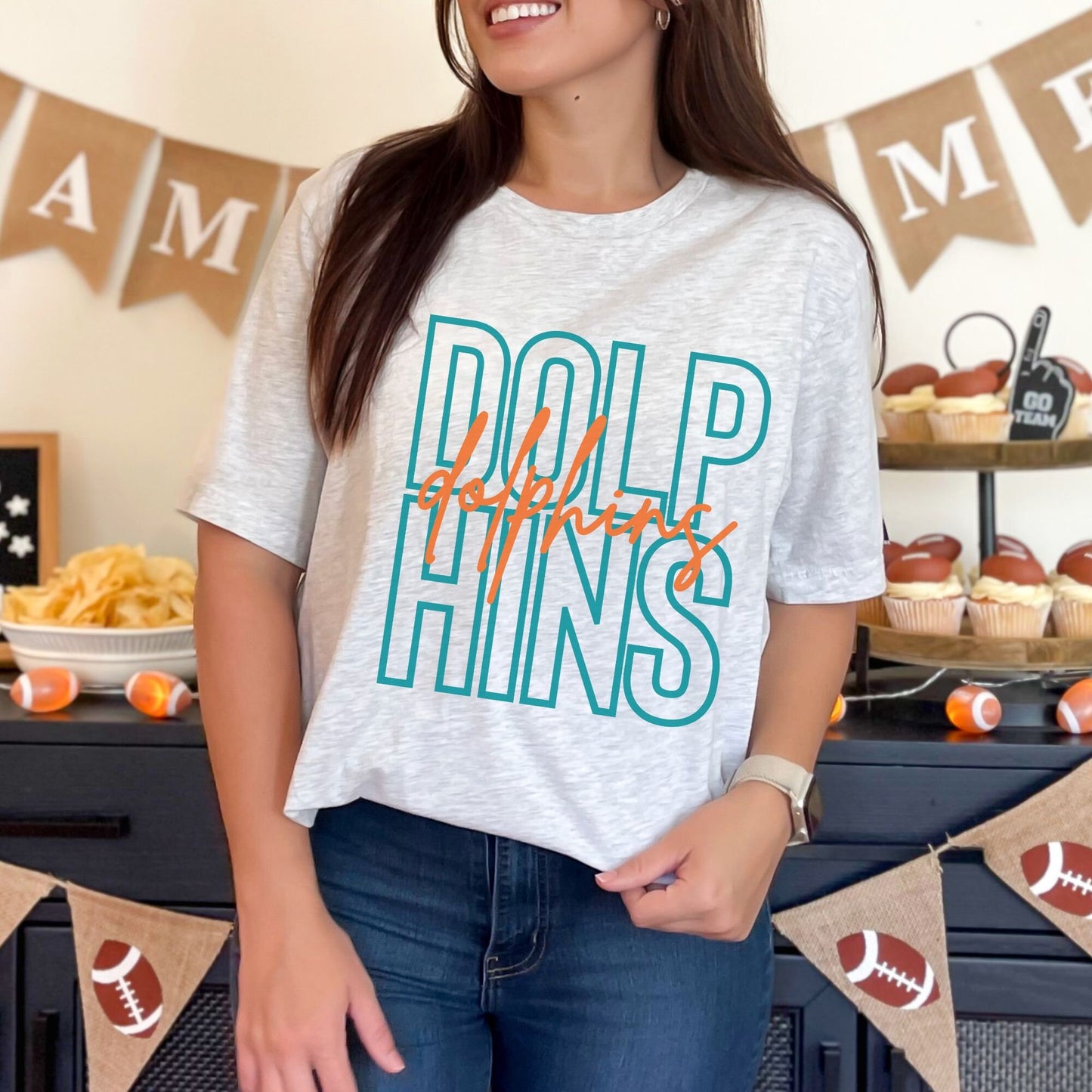 Trendy Dolphins Football Game Day Shirt for Tailgating, Dolphins T-shirt, Dolphins  Football Tee, Gift For Dolphins  Fan