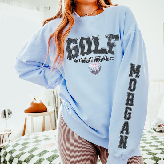 Coquette Custom Golf mama  Sweatshirt With Kid Name On Sleeve