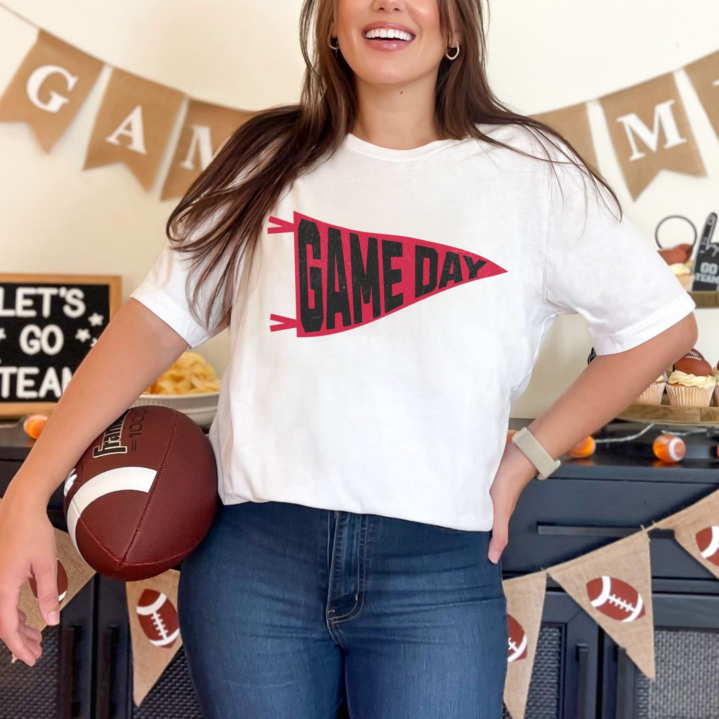 Trendy Red and Black Football Game Day Shirt for Tailgating