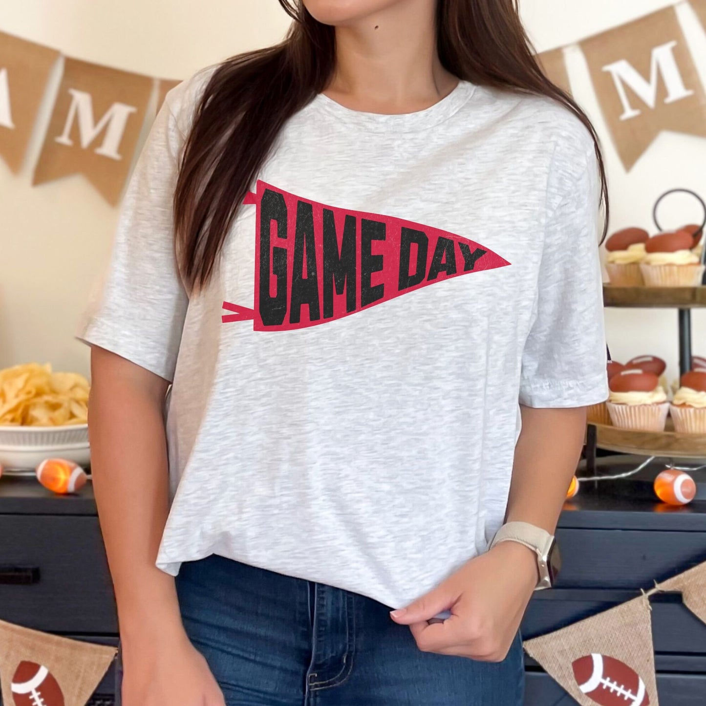 Trendy Red and Black Football Game Day Shirt for Tailgating