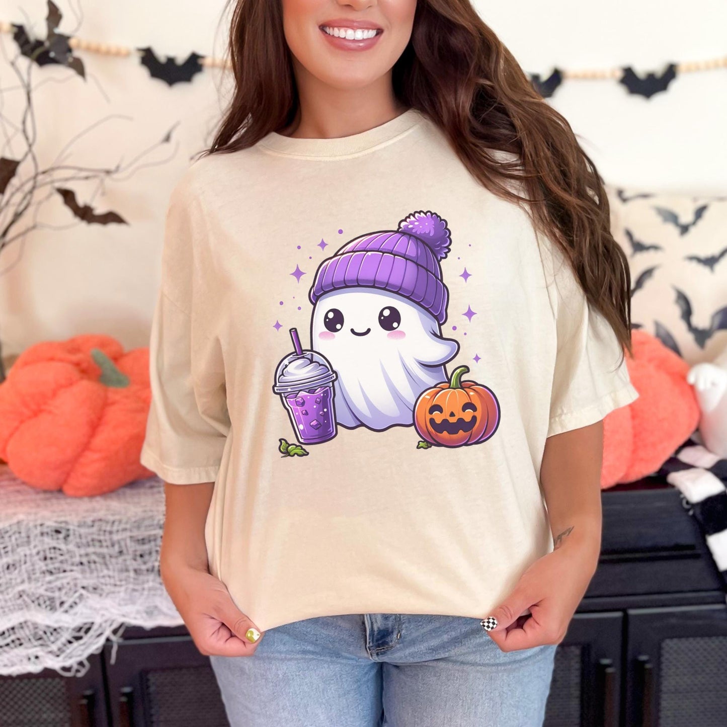 Women's Cute Halloween Ghost Comfort Colors Shirt