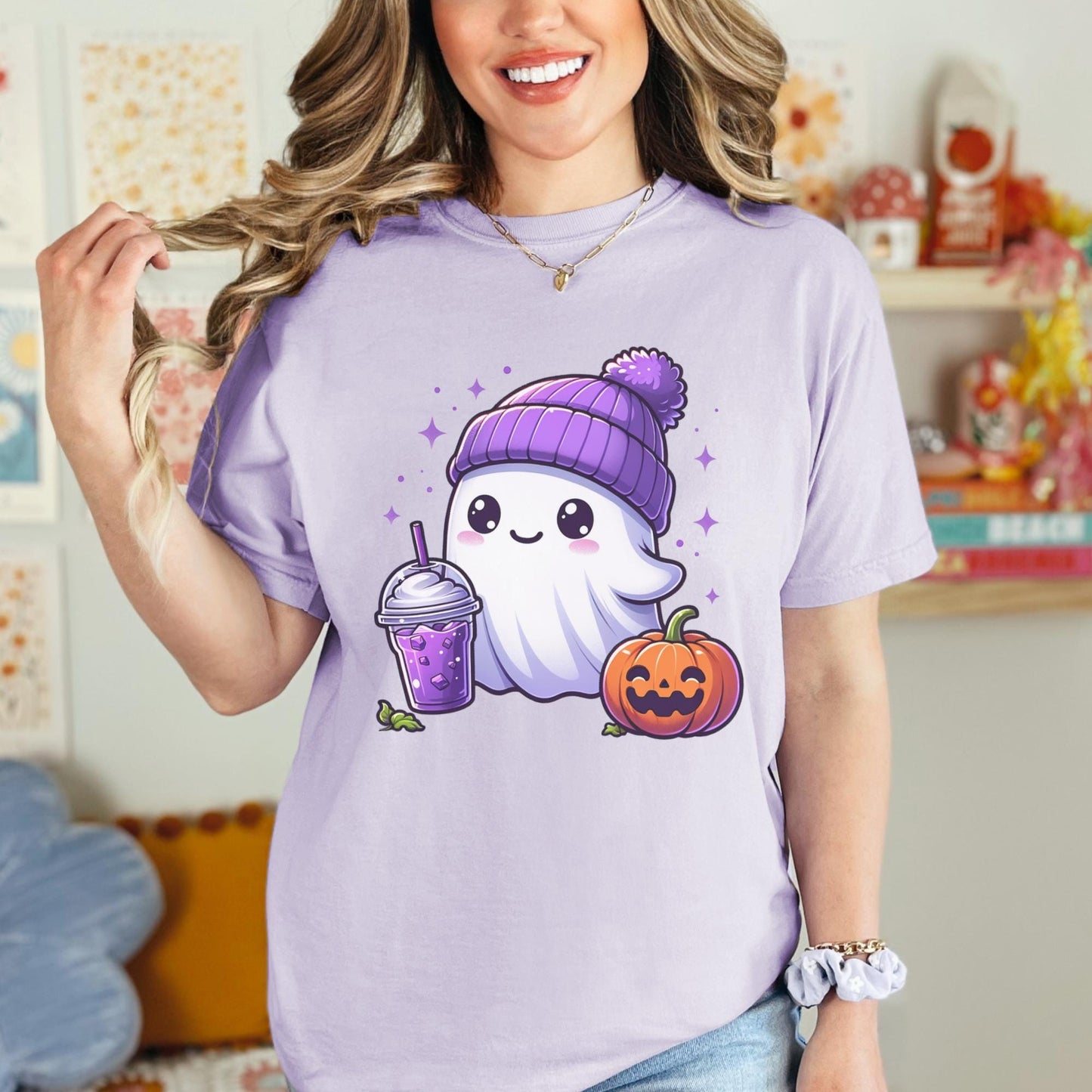 Women's Cute Halloween Ghost Comfort Colors Shirt