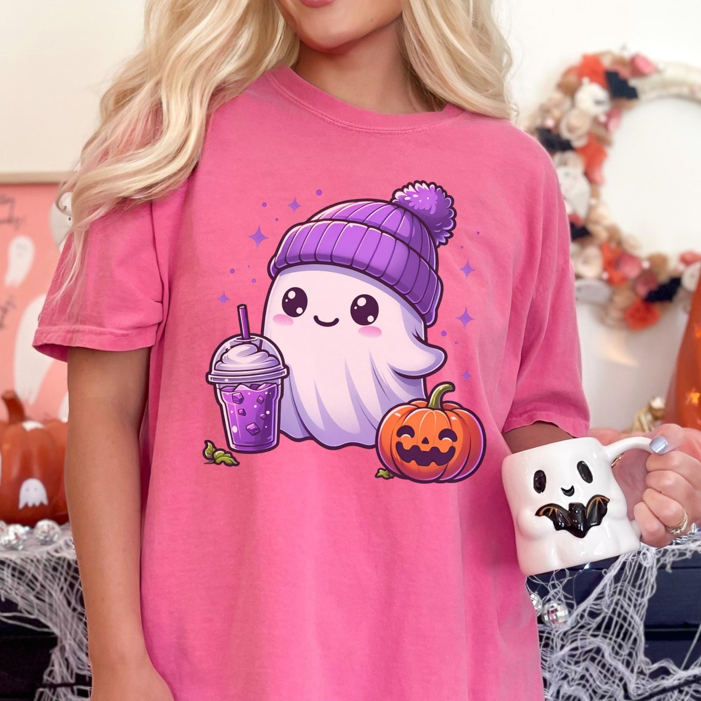 Women's Cute Halloween Ghost Comfort Colors Shirt