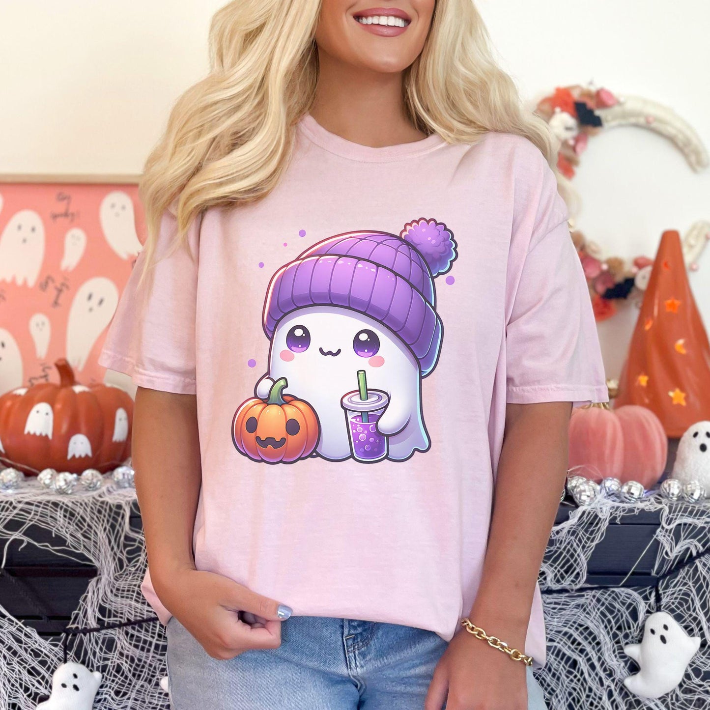 Women's Cute Halloween Ghost Comfort Colors Shirt