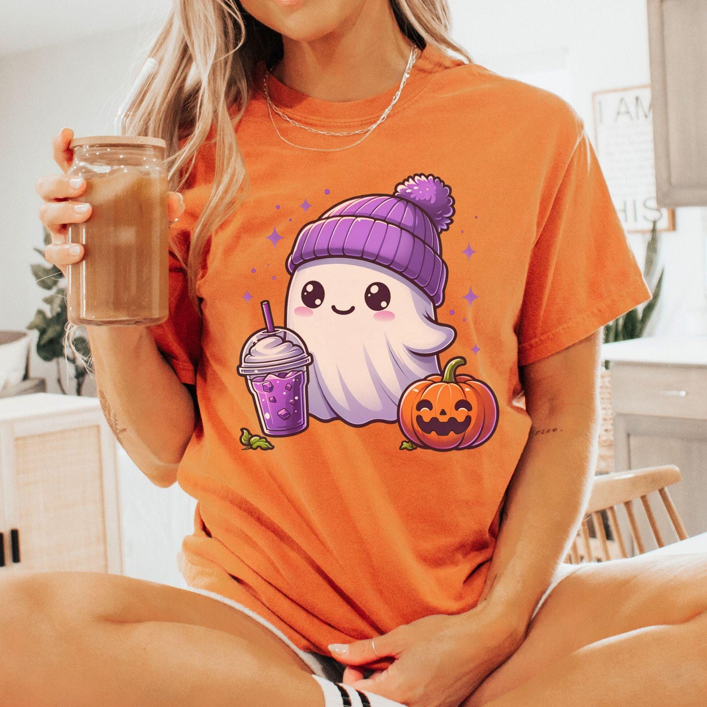 Women's Cute Halloween Ghost Comfort Colors Shirt