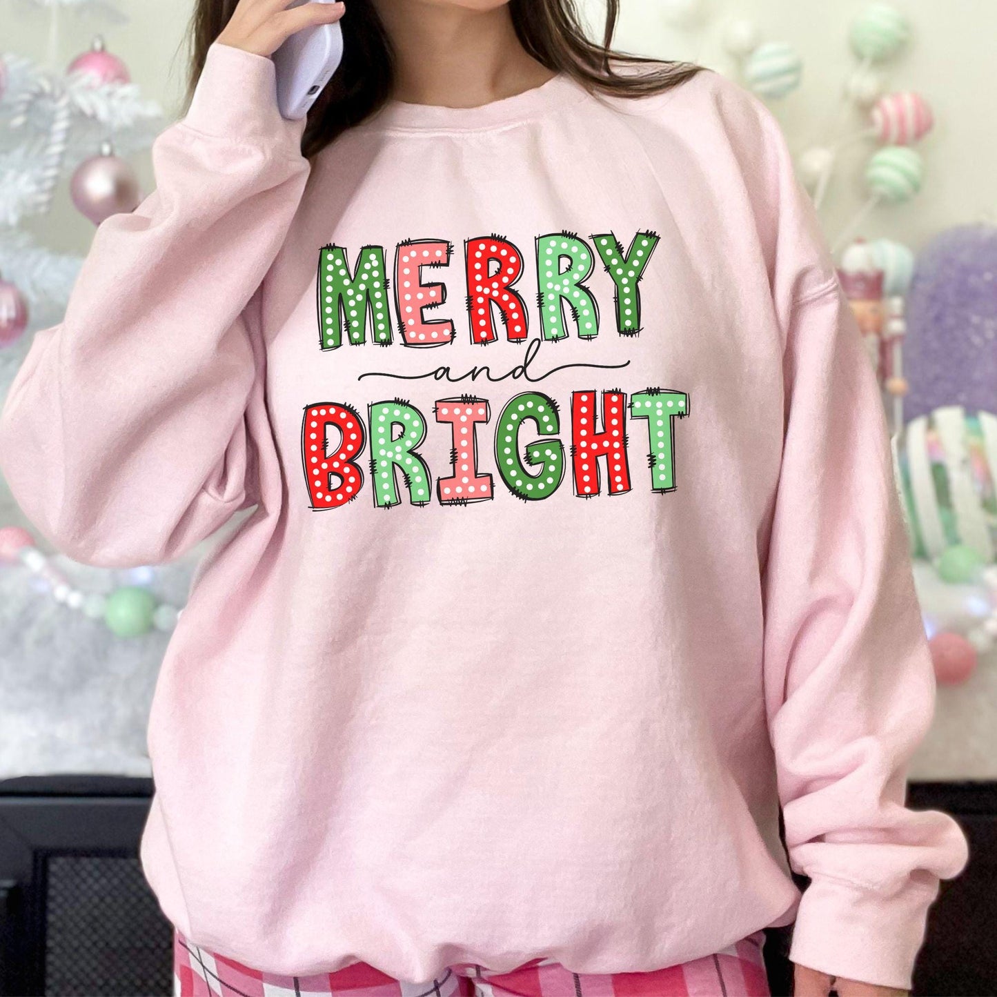 Merry & Bright Christmas Doodle Sweatshirt