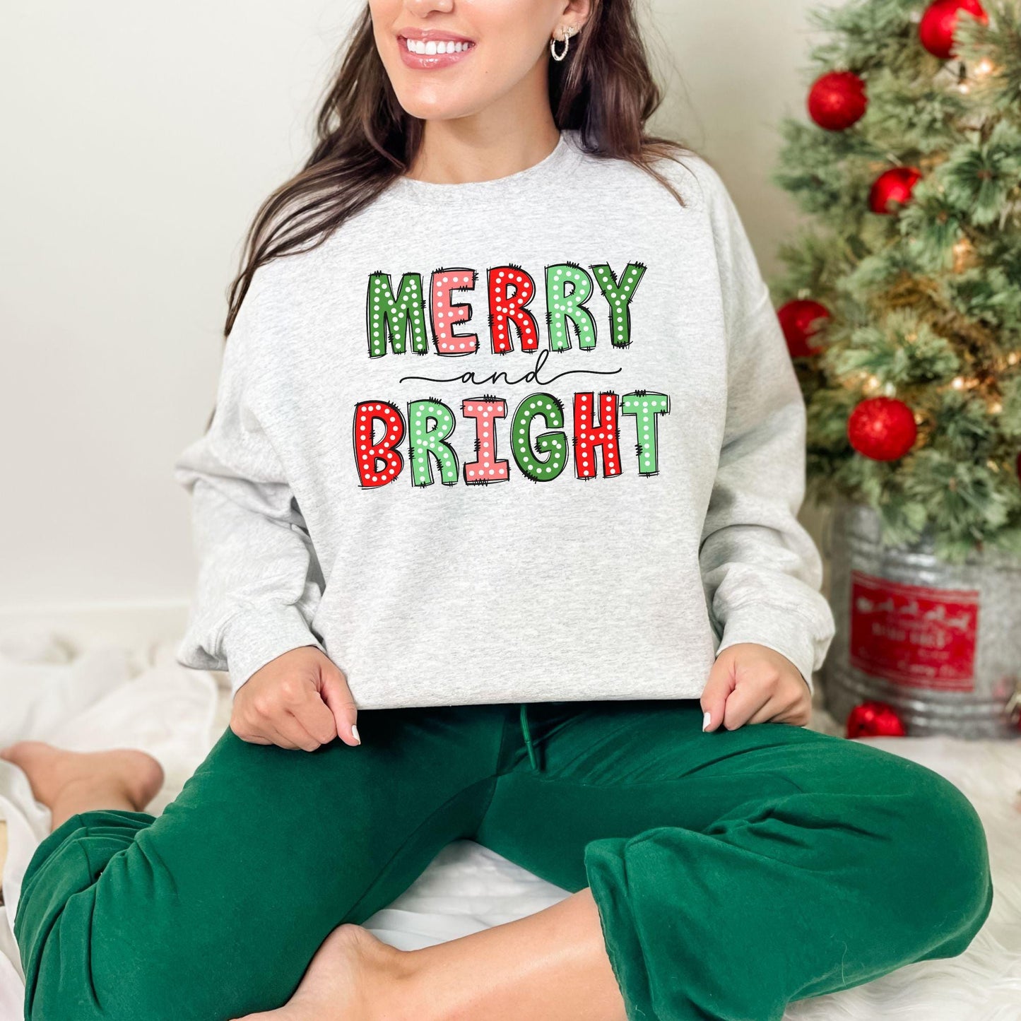 Merry & Bright Christmas Doodle Sweatshirt