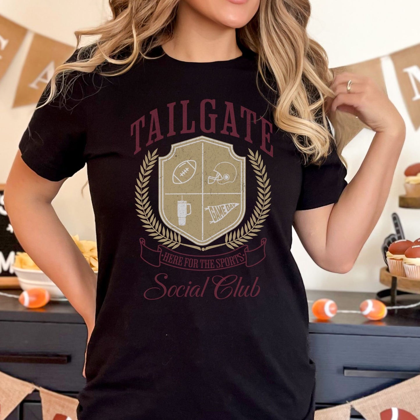 Burgundy and Gold Football Tailgate Gameday Shirt