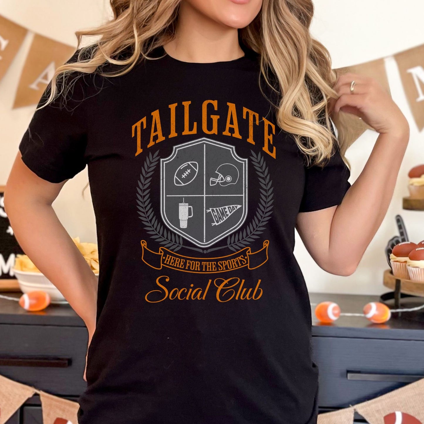 Orange and Grey Football Varsity Style Tailgate Shirt