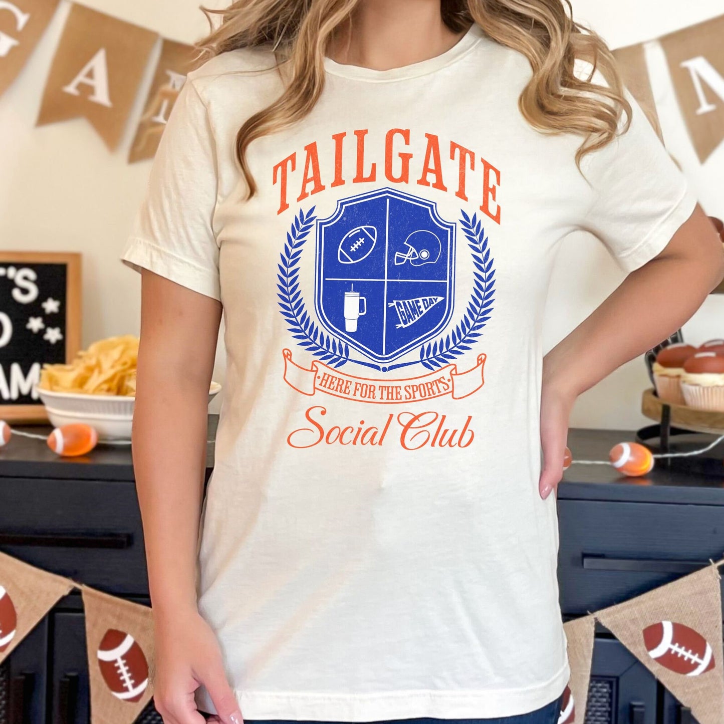 Varsity Style Orange and Blue Football Tailgate Shirt