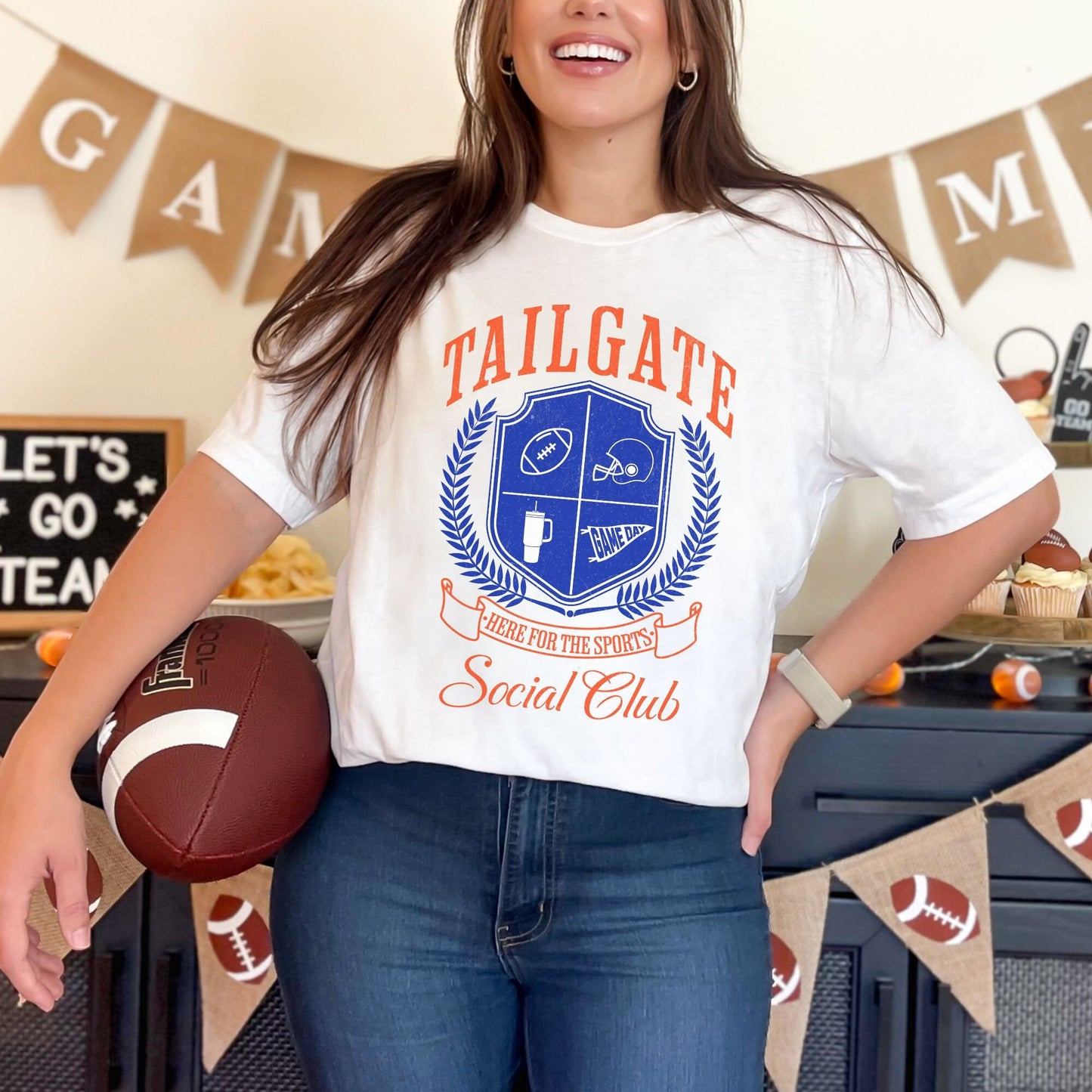 Varsity Style Orange and Blue Football Tailgate Shirt