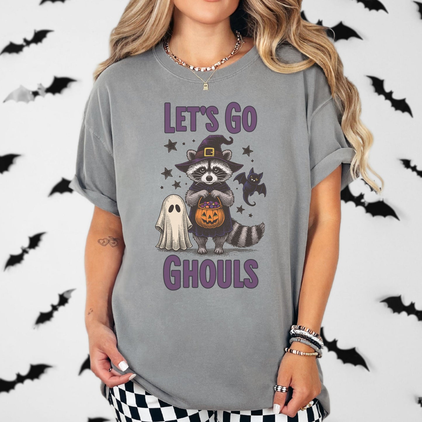 Let's Go Ghouls Raccoon Halloween Comfort Colors Shirt